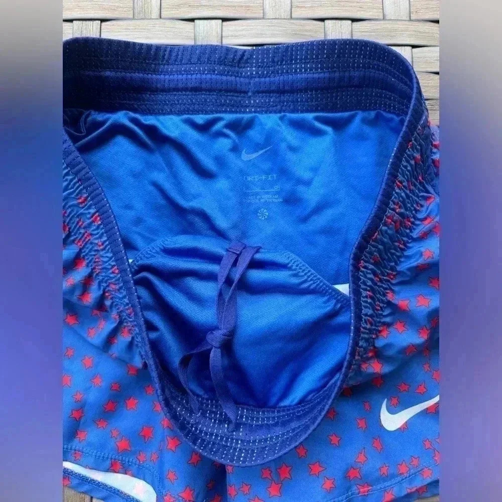 Nike Women's Dri Fit 10K Americana‎ Stars Running Shorts Blue Size Small - Picture 3 of 5